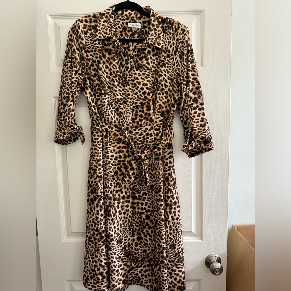 Cheetah Wrap Dress w/ Shoulder Pads